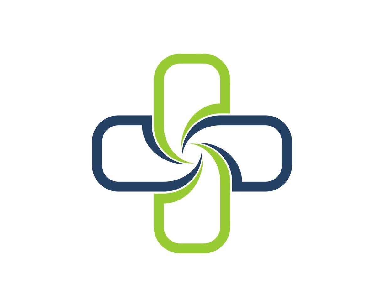 Simple medical health cross with swirl style inside vector