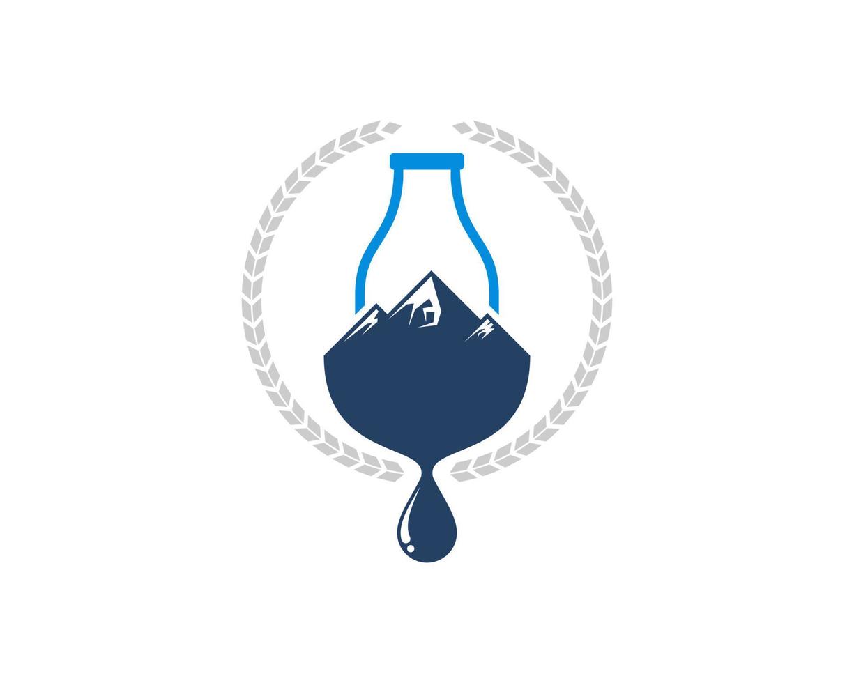 Circular wheat with mountain and milk bottle on the top vector