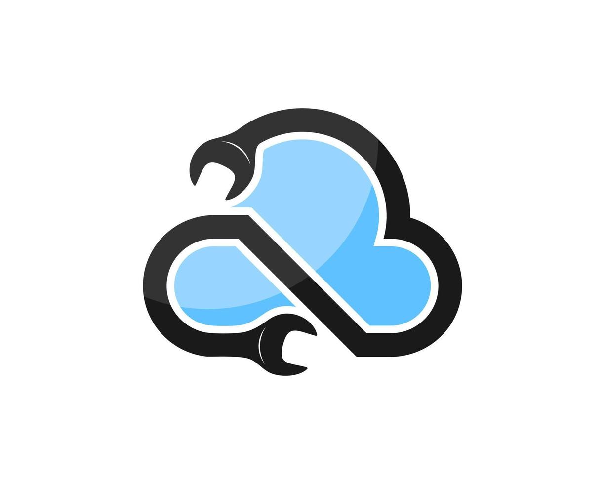 Simple cloud with up and down repair wrench vector