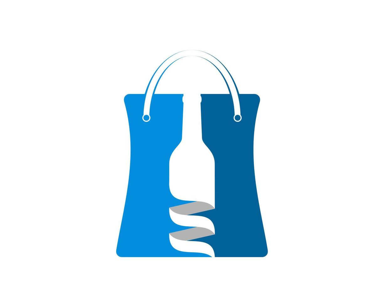 Shopping paper bag with abstract wine bottle inside vector