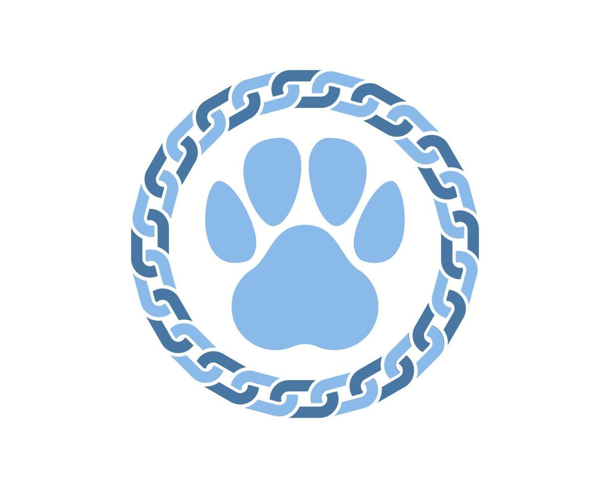 Chain circle with pet paw inside vector
