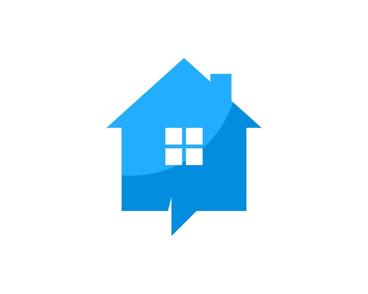 Simple blue house with bubble chat vector