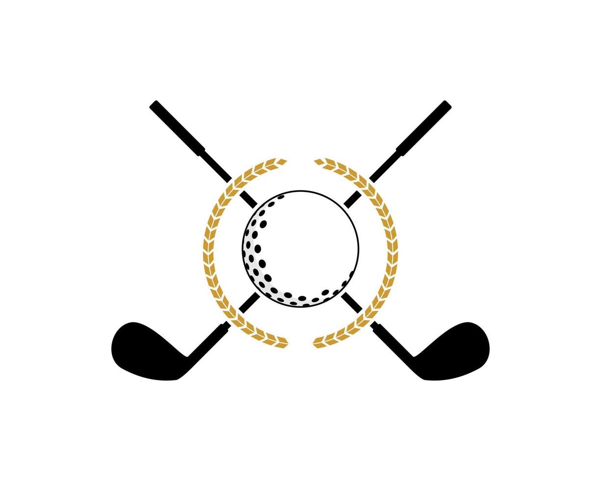 Golf ball with cross golf stick vector