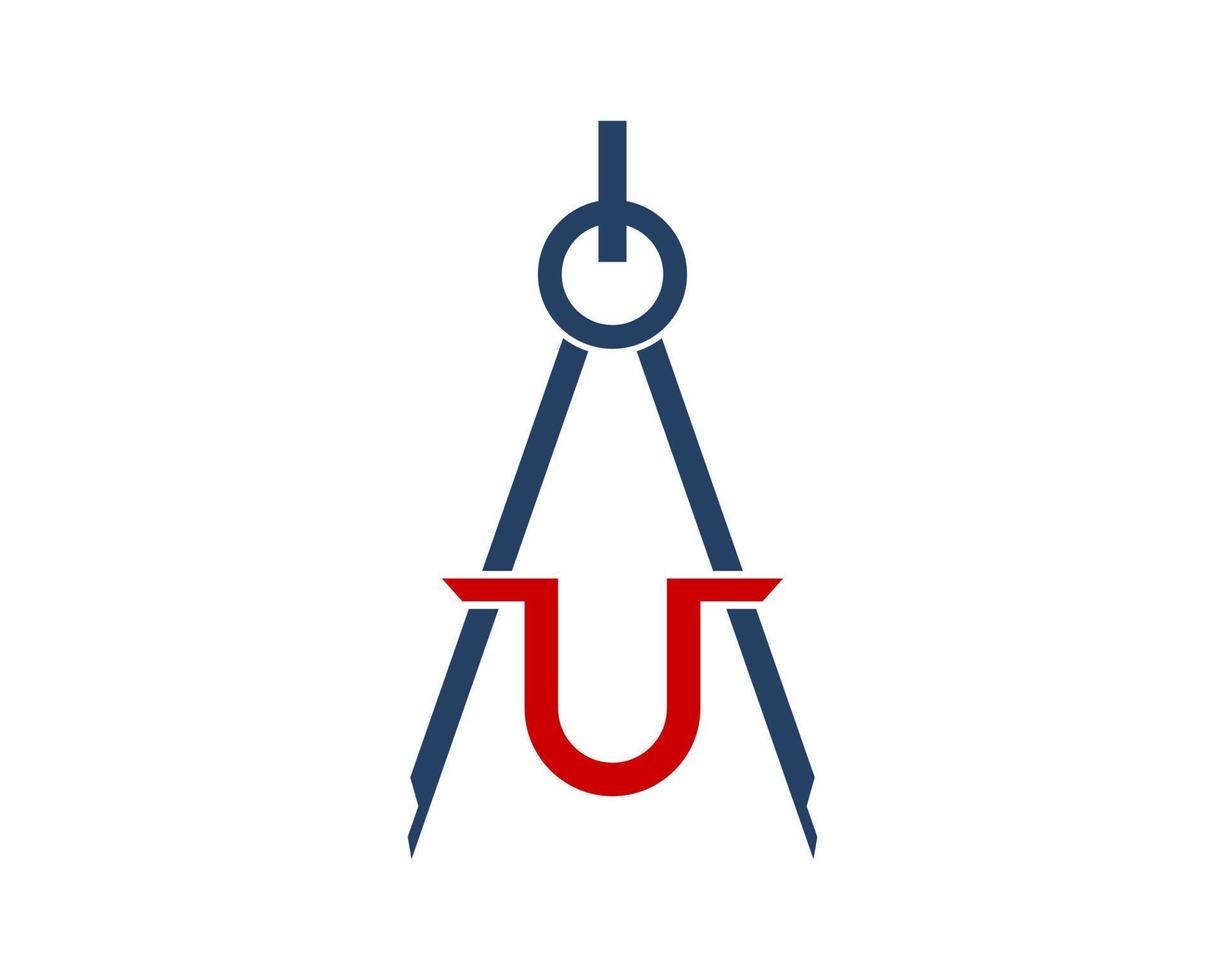 A and U letter forming a Compass Drawing Tool Architect vector