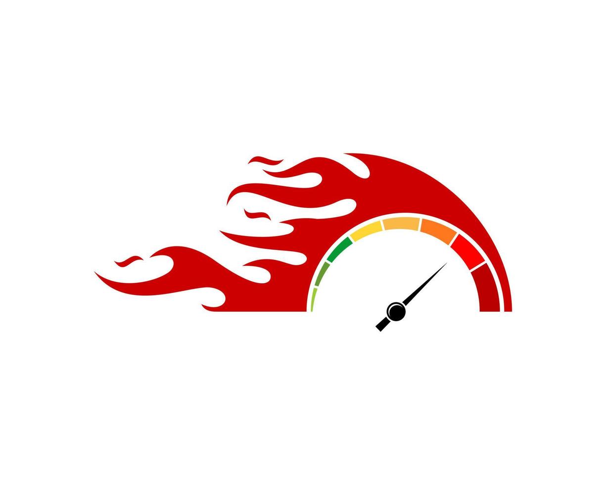 Fire flames with speedometer inside vector