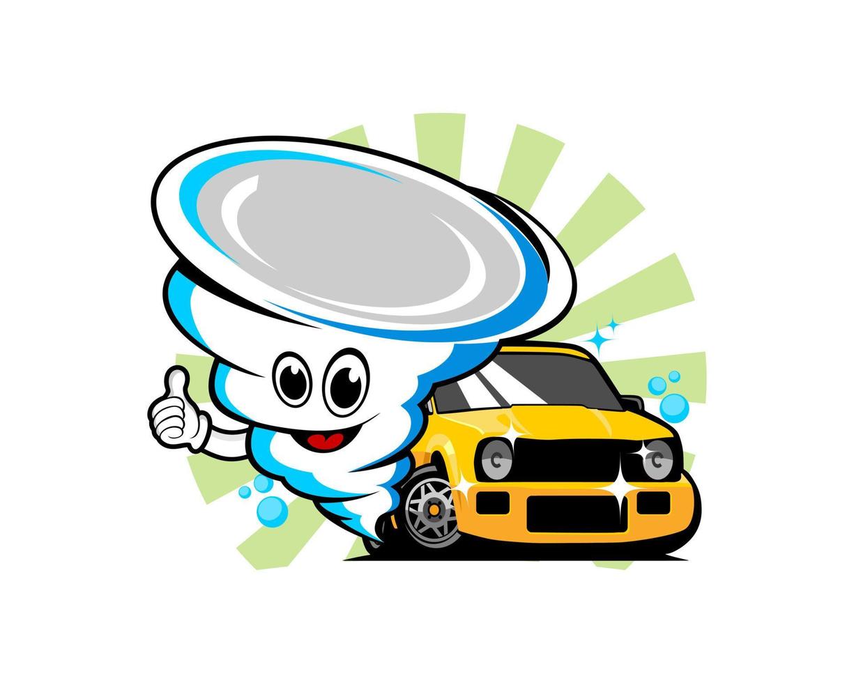Clean car wash with cartoon twister vector