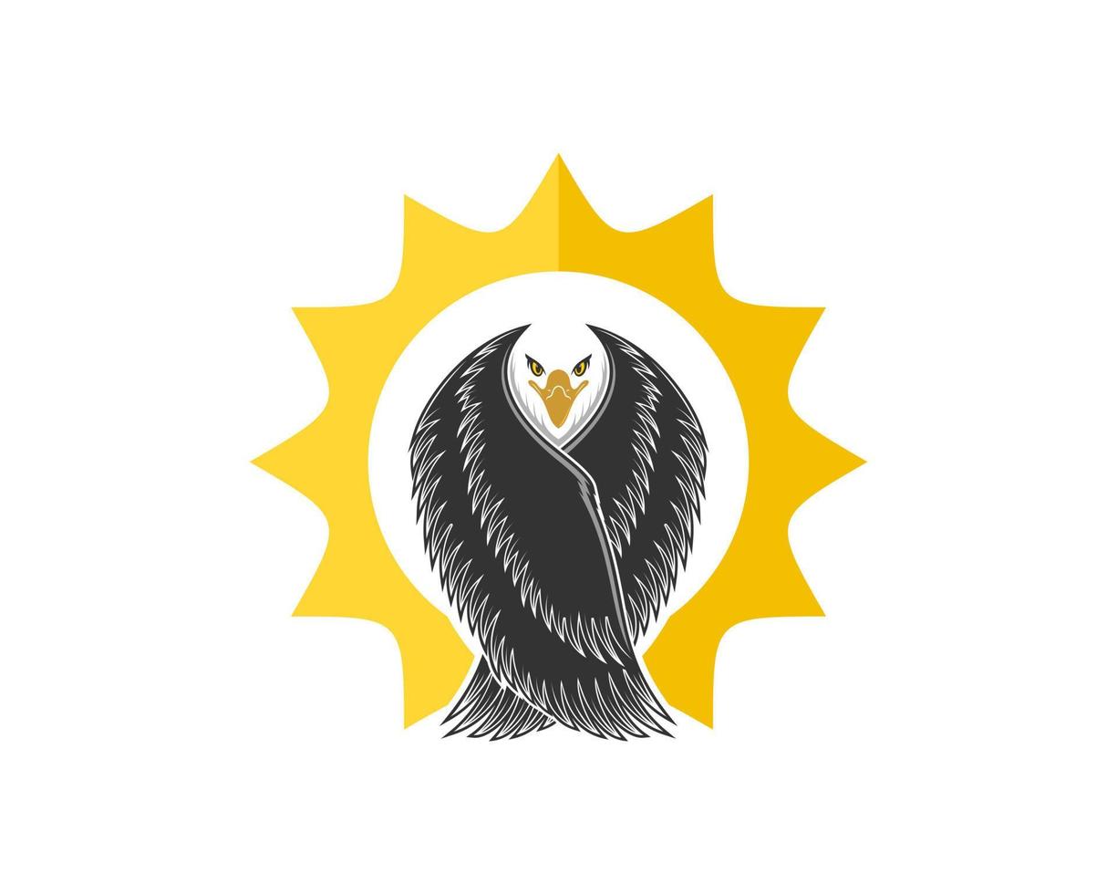 Yellow shinning sun with patriotic eagle inside vector