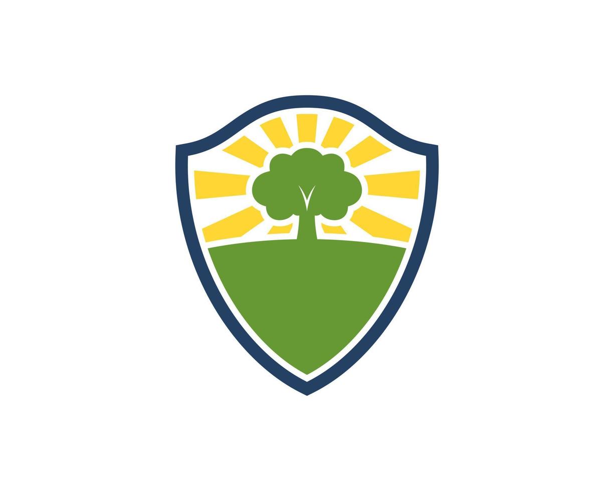 Simple shield with shinning nature tree vector