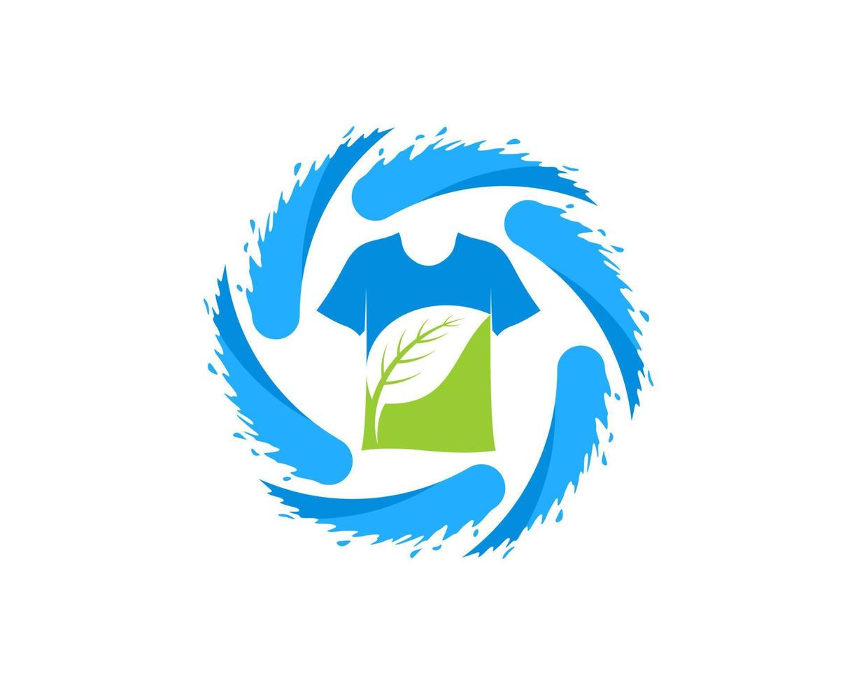 Circular water splash with shirt and leaf vector