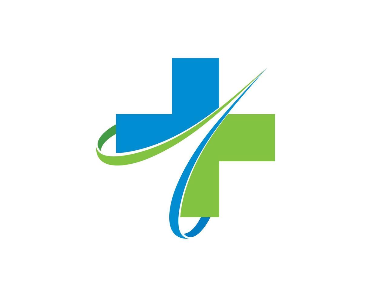 Abstract medical cross health with swoosh vector