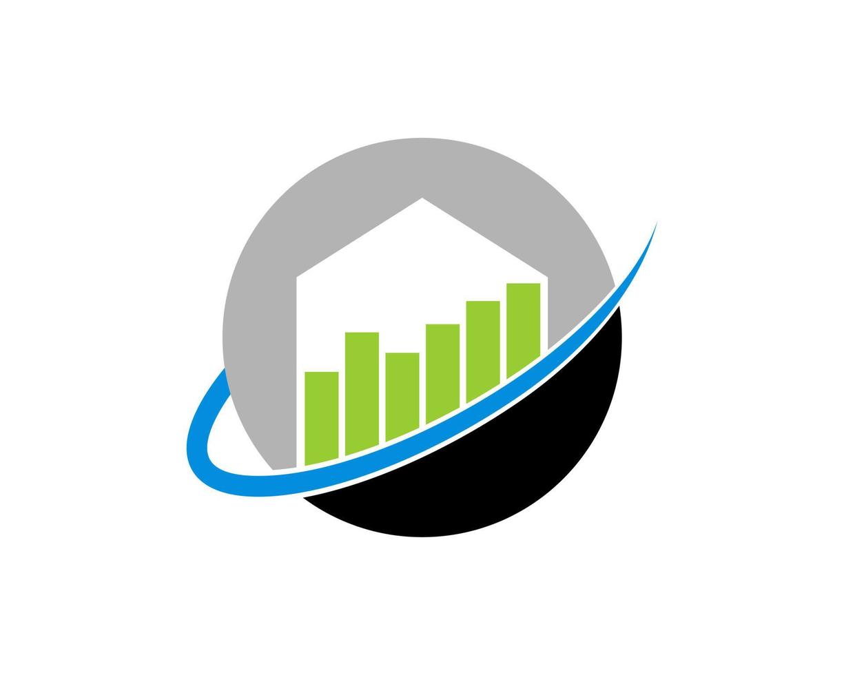 Finance office with chart growth up inside vector