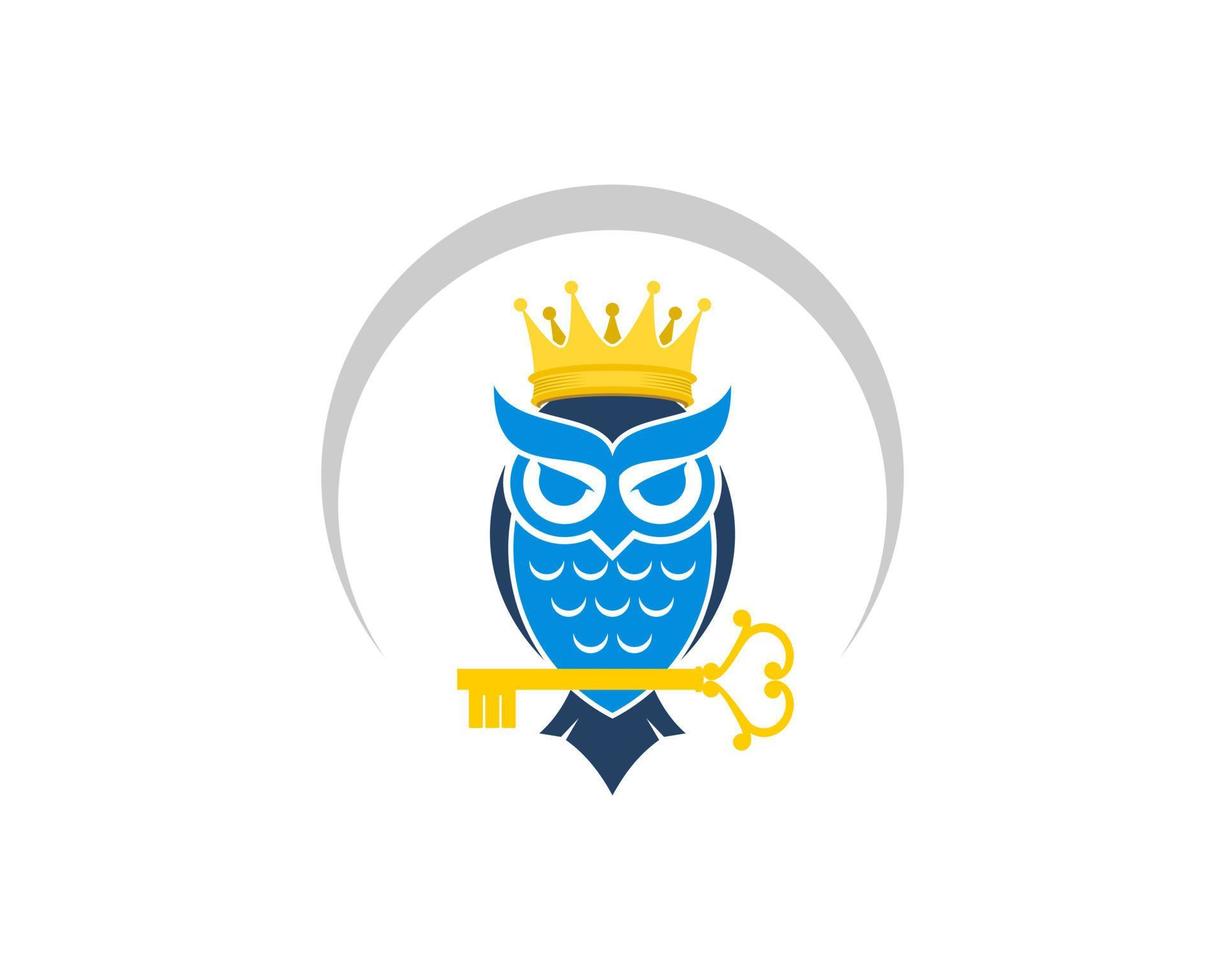 Luxury owl with key and crown vector