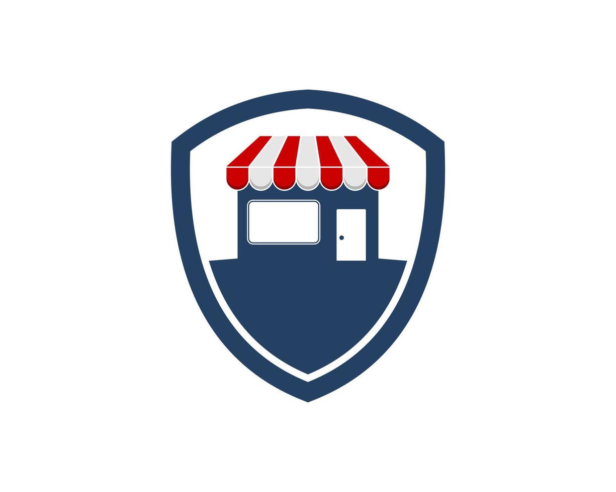 Simple shield with shopping market inside vector