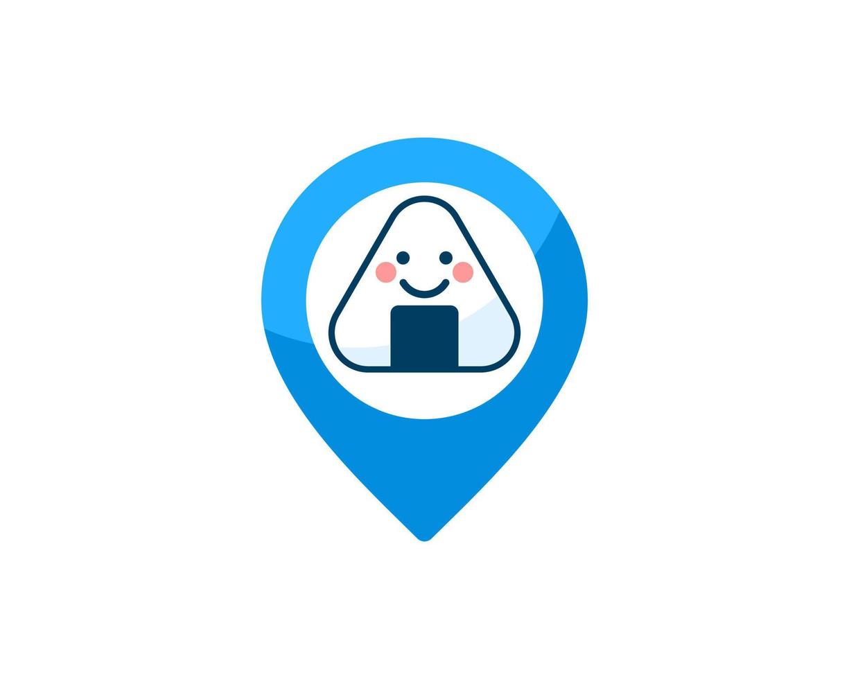 Blue pin location with japanese rice ball inside vector