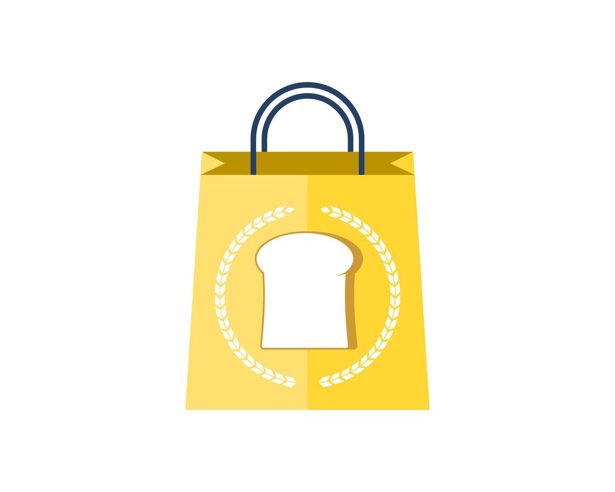 Shopping bag with bread and circular wheat vector