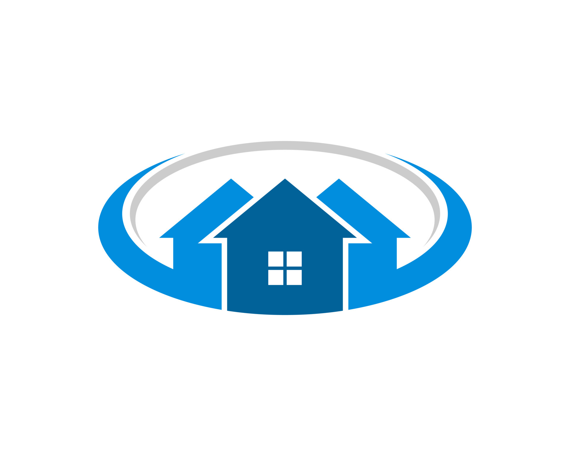 Oval shape and swoosh with three simple house 4995834 Vector Art at ...