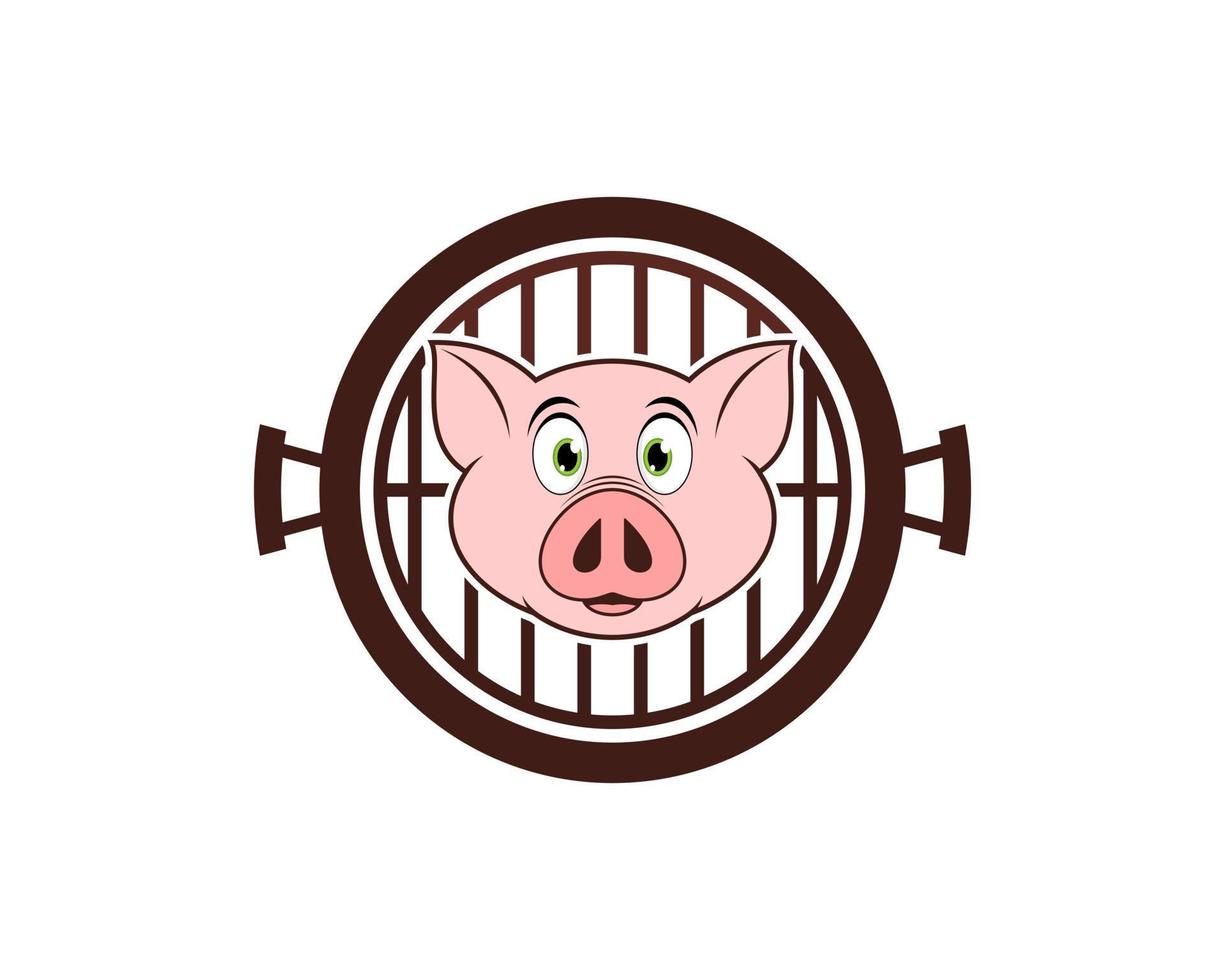 Barbeque grill with smile pig head inside vector