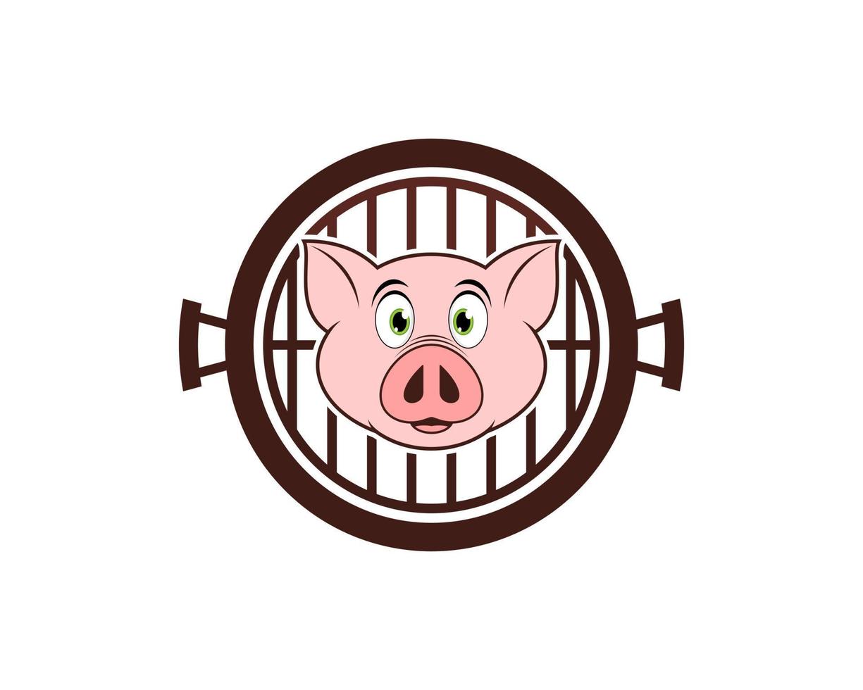 Barbeque grill with smile pig head inside vector