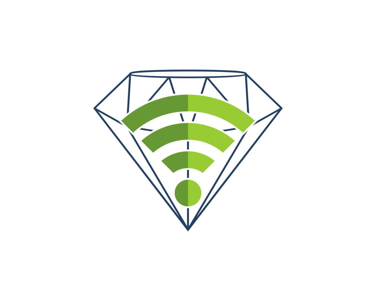 Simple jewelery diamond with wifi symbol inside vector