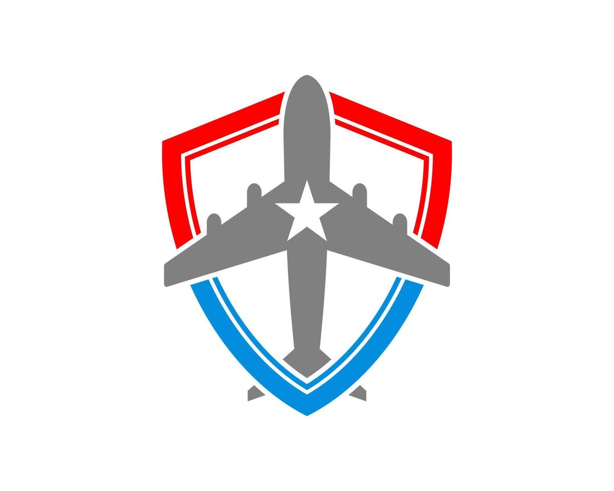 Vuelo de avión dentro de la protección del escudo americano. vector