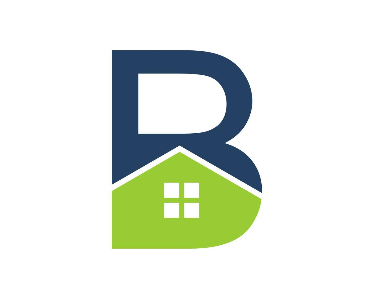 B letter initial with simple house vector