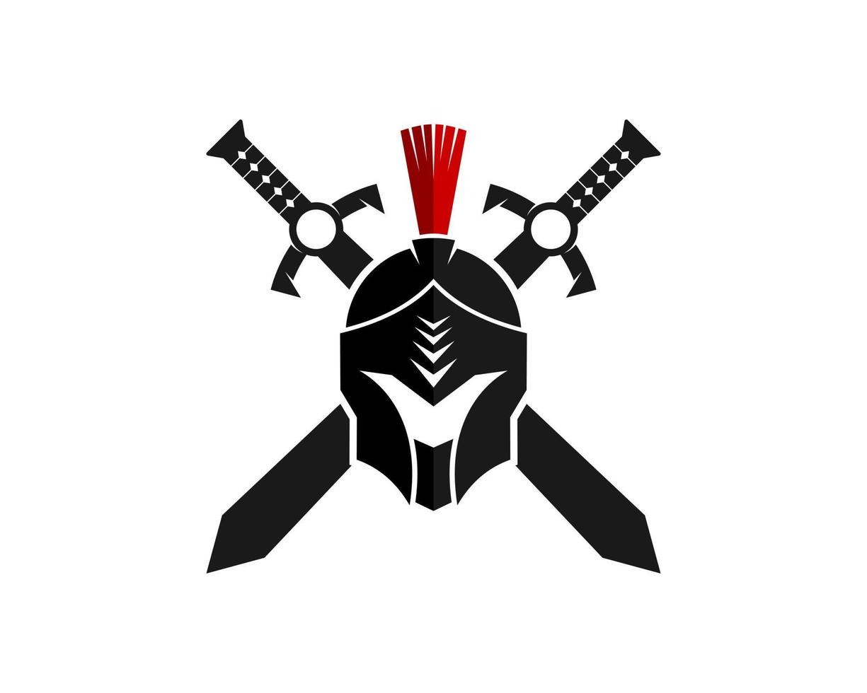 Cross sword with spartan helmet inside vector