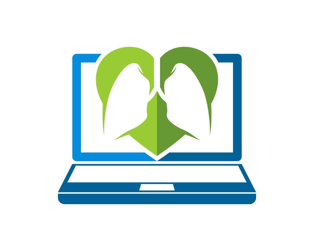 Laptop computer with love shape and lungs inside vector