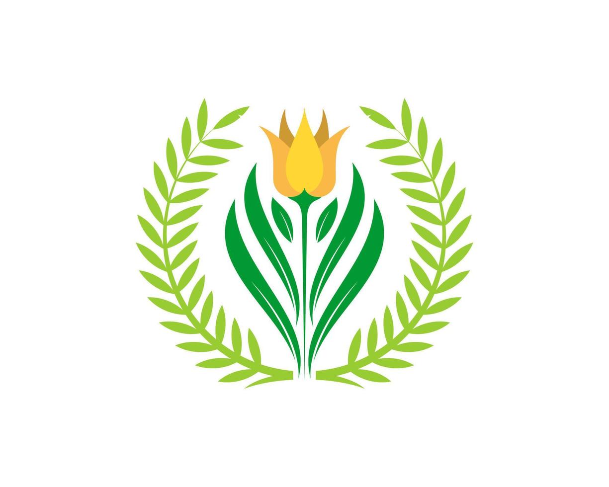 Circular wheat with lilly flower inside vector