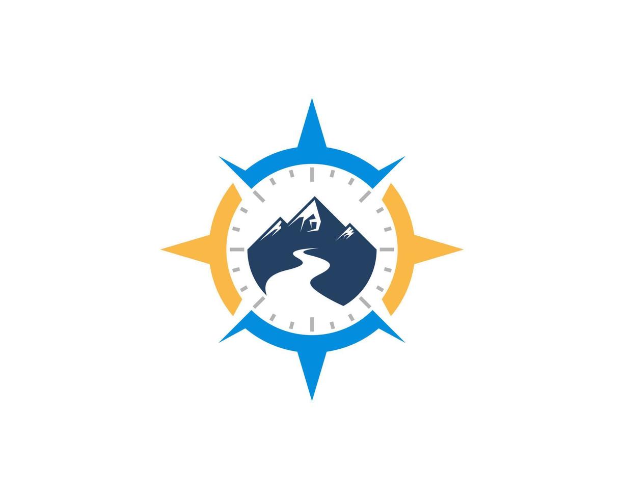 Abstract compass with mountain road inside vector