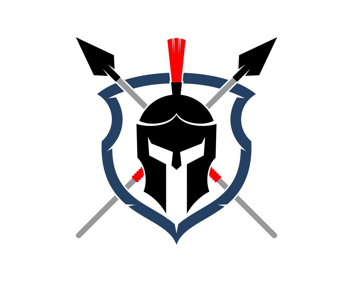 Spartan helmet protection with crossed arrow vector