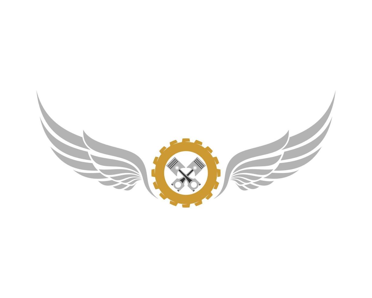 Gear with piston and wings vector