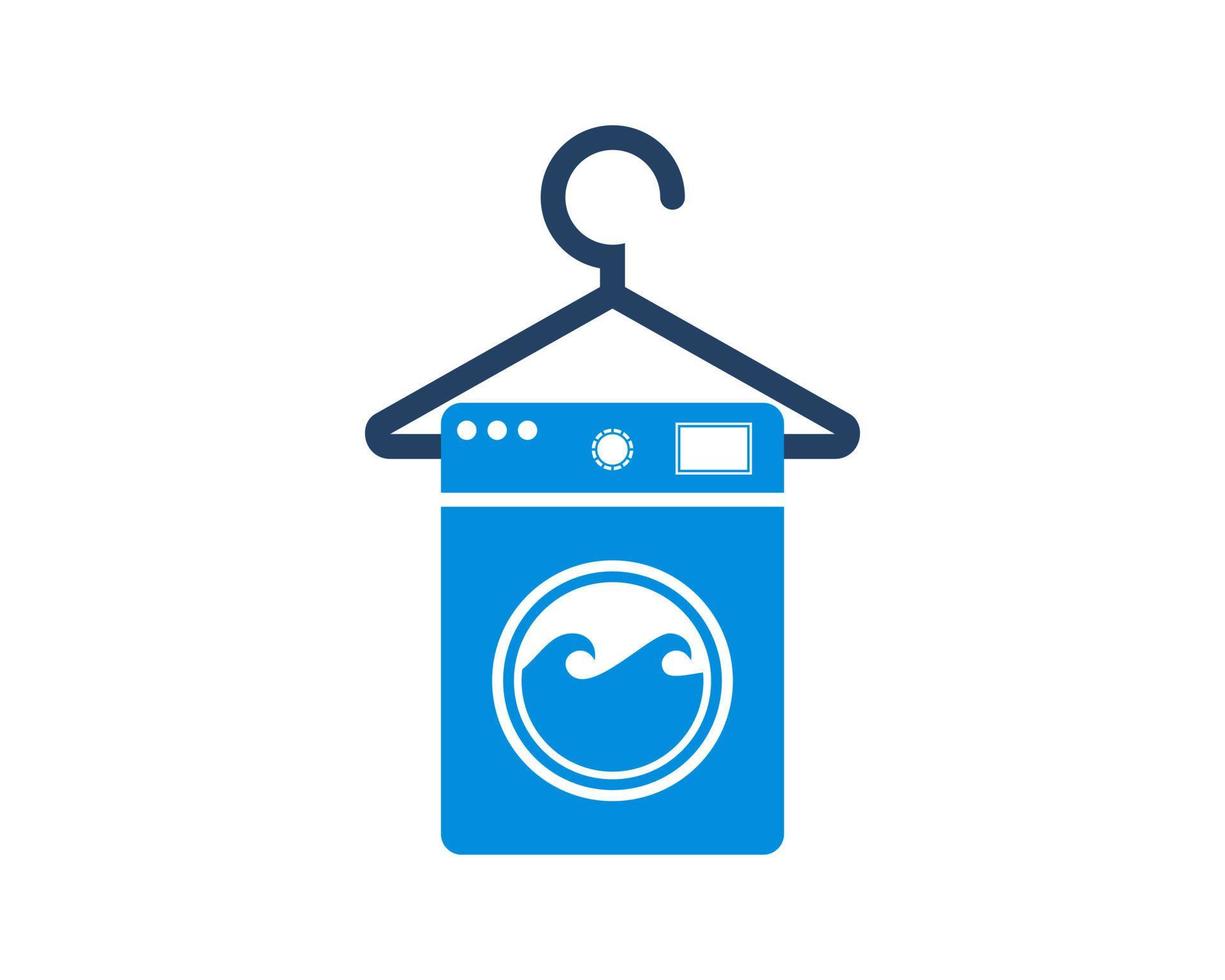 Machine laundry with shirt hanger vector