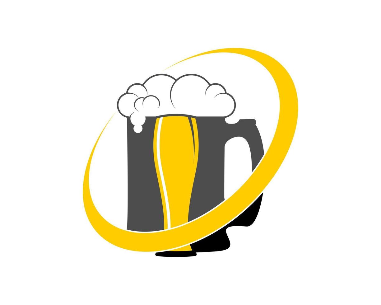 cerveza con logo de vidrio vector