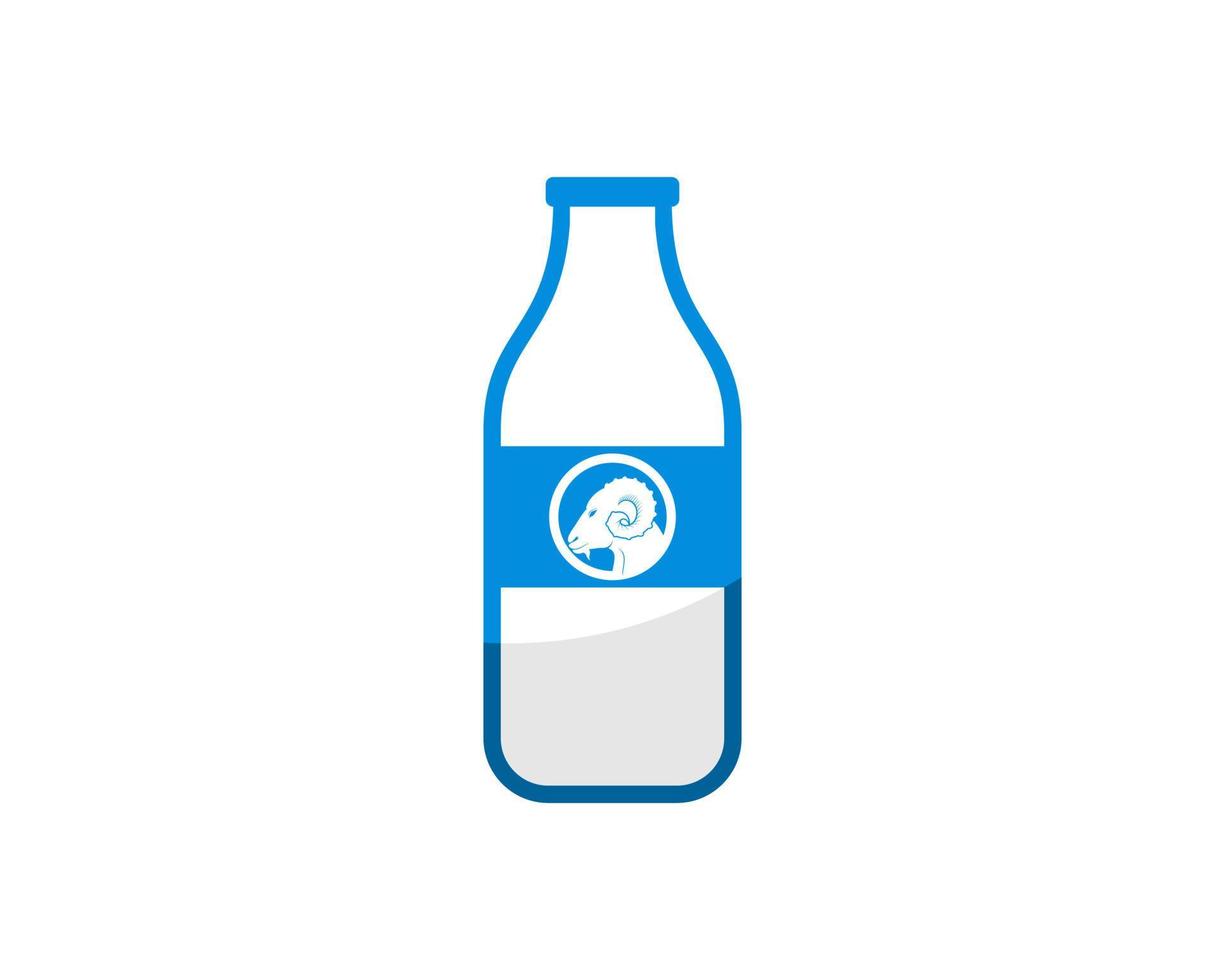 Milk bottle with goat head inside vector