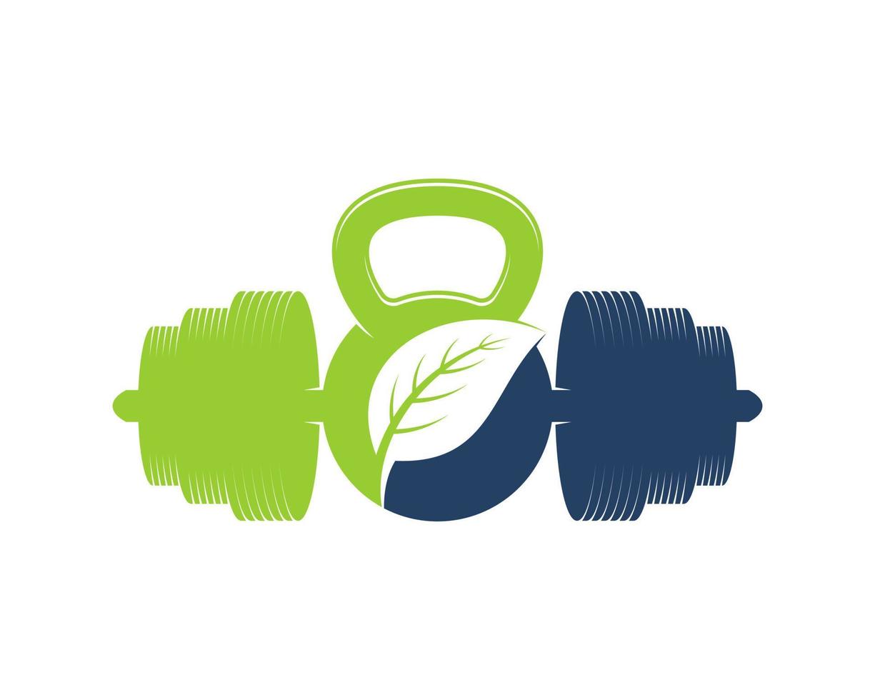 Nature gym with dumbbell and kettle bell vector