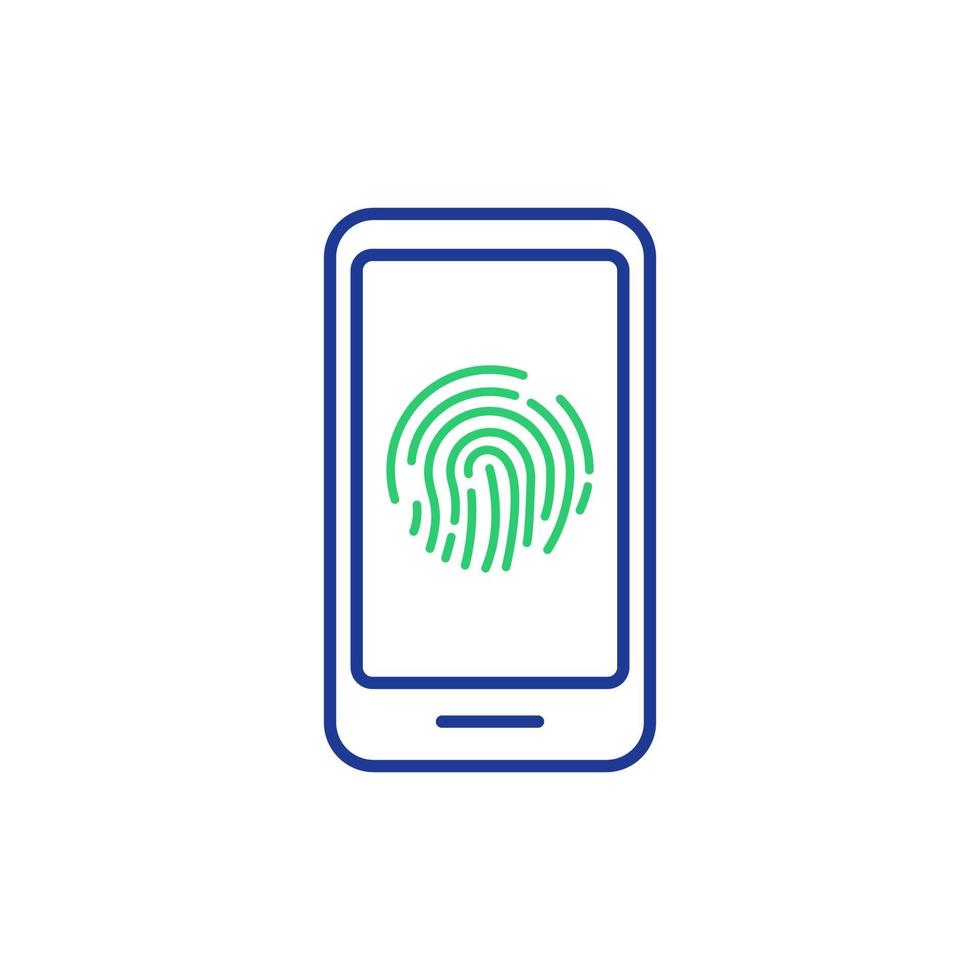 Finger Scan Access Icon on Mobile Phone. Fingerprint Scanning on Screen. Fingerprint Authentication Sign on Smartphone. Security Identification and Verification. Vector illustration