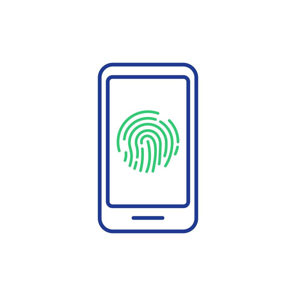 Finger Scan Access Icon on Mobile Phone. Fingerprint Scanning on Screen. Fingerprint Authentication Sign on Smartphone. Security Identification and Verification. Vector illustration