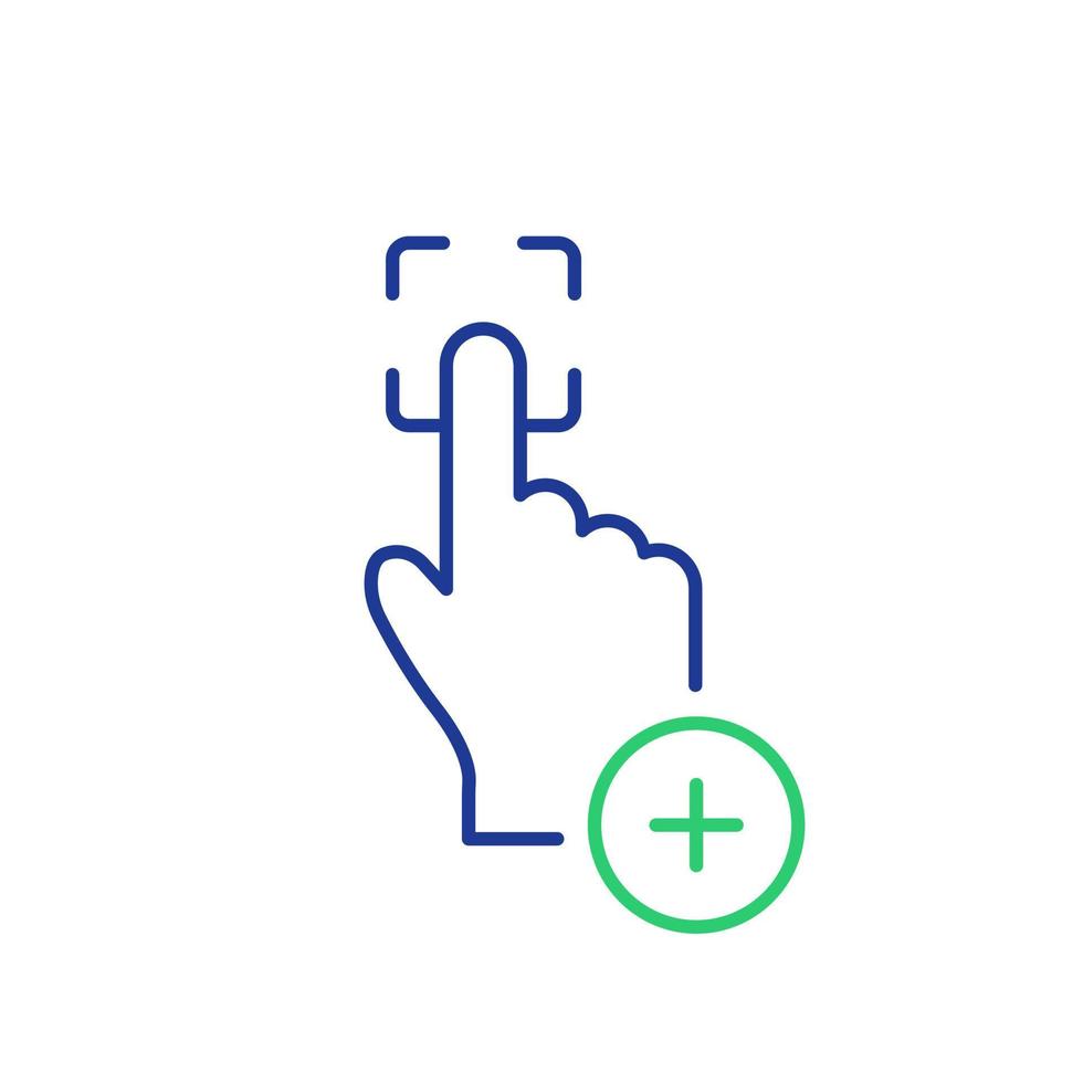 Finger Print Scan Line Icon. Human hand scanning finger. Authorization, Identification, Recognition in security system. Add New Password. Add fingerprint. Vector illustration