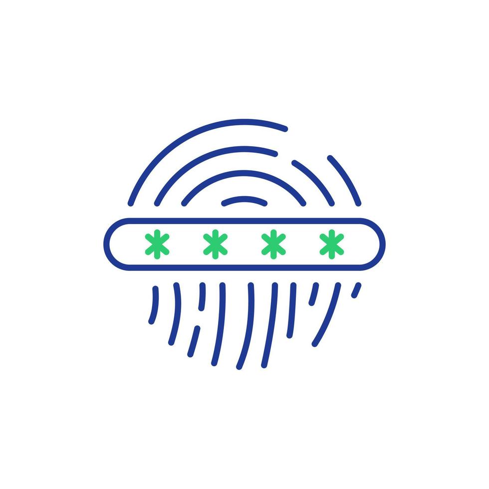 Fingerprint Loop Icon with Password inside. Fingerprint Security Identification line Icon. Finger print Secure Authentication and Authorization Icon. Personal Access with Password Bar. Vector