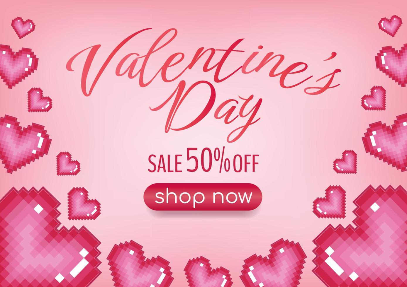 valentine's day sale promotion pixel heart icon design vector