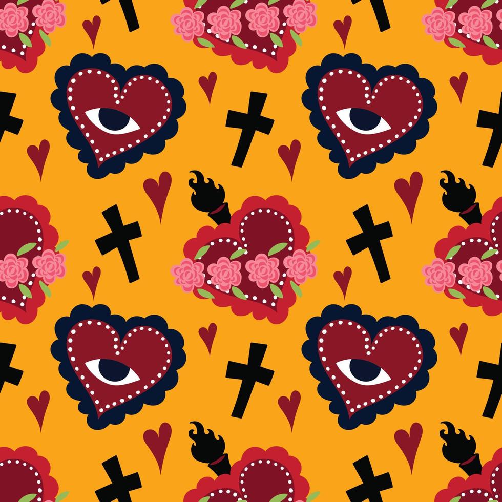 sacred heart seamless pattern colorful wallpaper vector