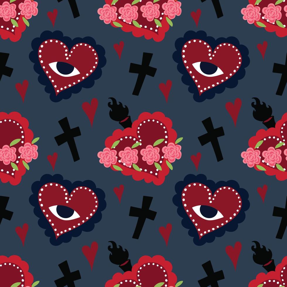 sacred heart seamless pattern design vector