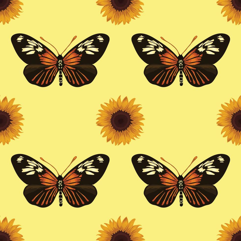 florals and butterflies seamless pattern design vector