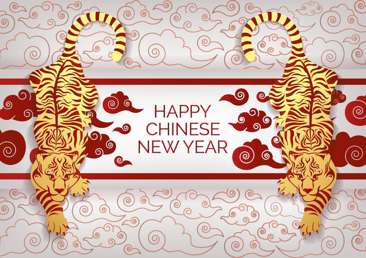 año nuevo chino año del tigre 2022 diseño de banner de arte vector