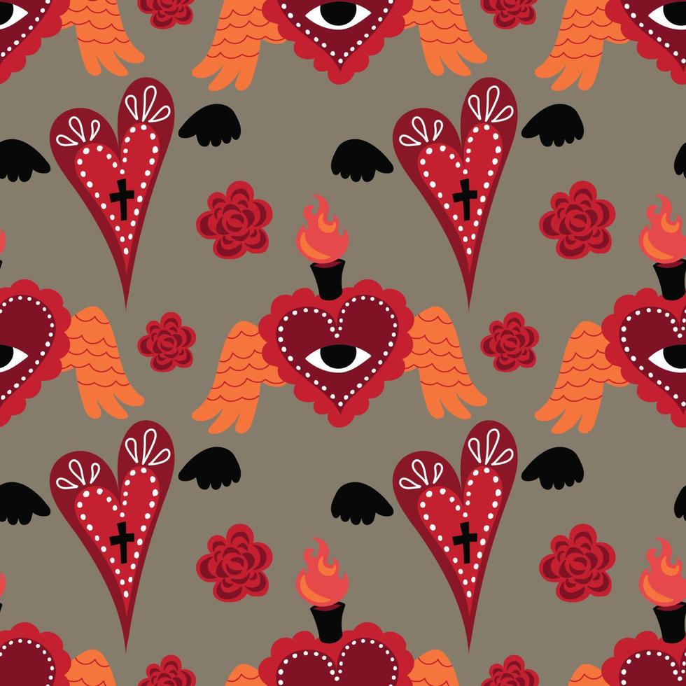 sacred heart seamless colorful background pattern vector