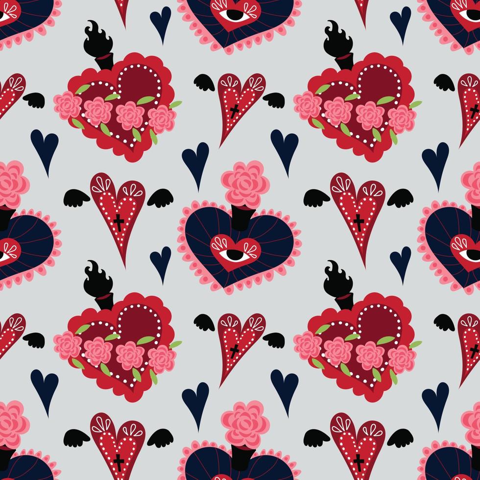 sacred heart seamless colorful pattern vector design