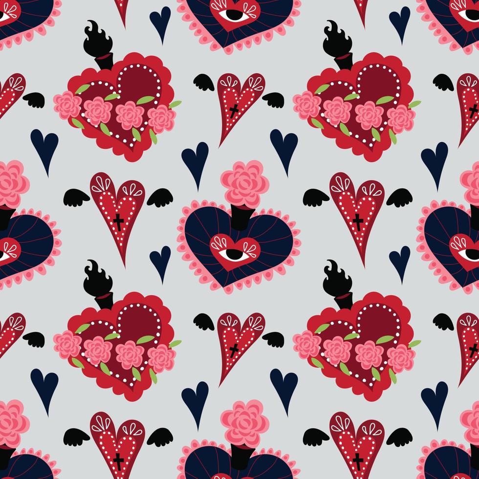 sacred heart seamless colorful pattern vector design