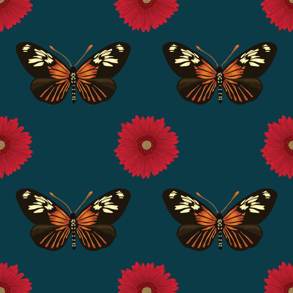 vector de patrones sin fisuras florales y mariposas de estilo vintage