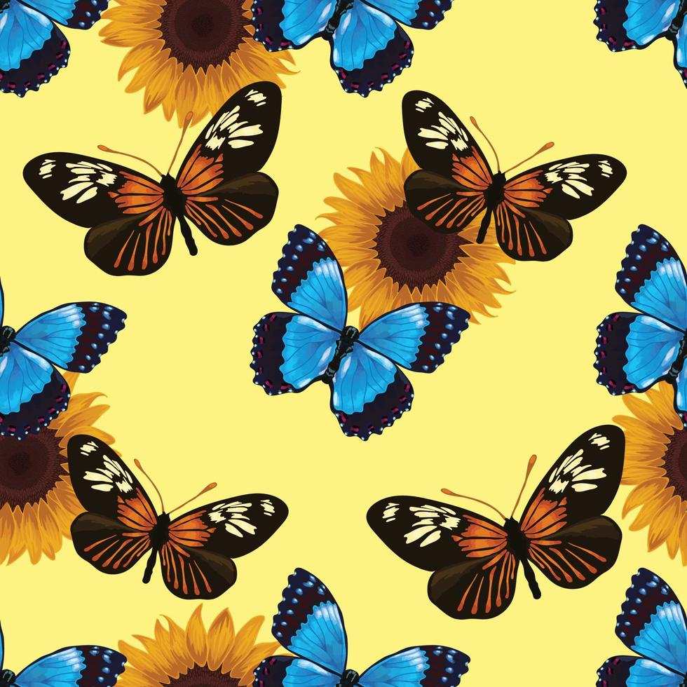 florales y hermosas mariposas diseño vectorial de patrones sin fisuras vector