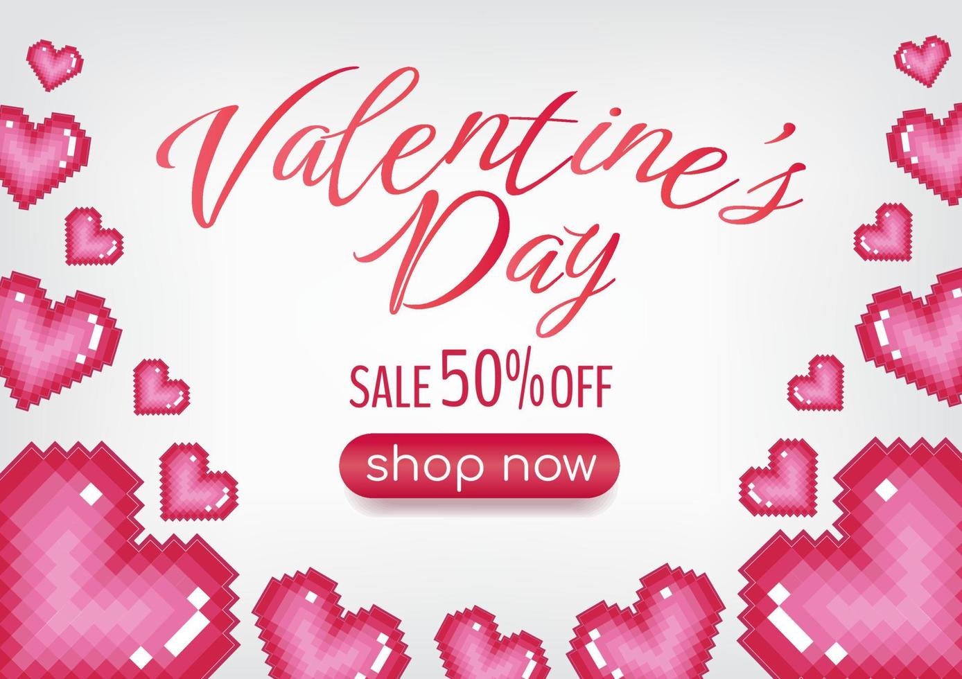 valentine's day sale promotion pixel heart icon banner vector